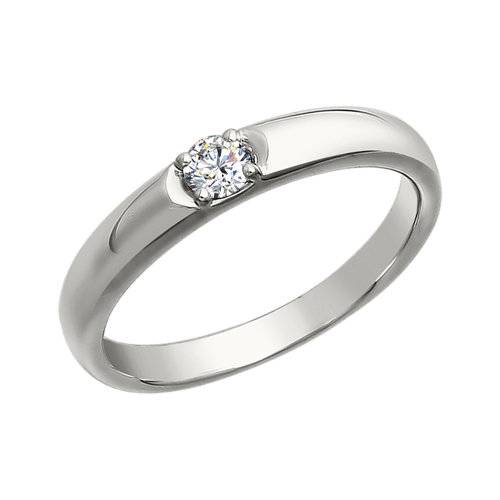 Обручальное кольцо из белого золота с бриллиантом (026207)