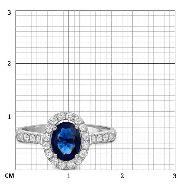 Кольцо из белого золота с бриллиантами и сапфиром (051337)