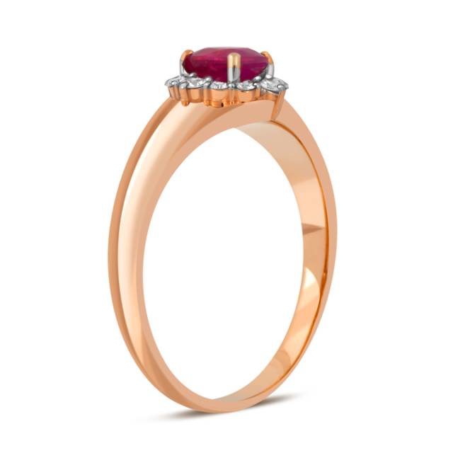 Кольцо из красного золота с бриллиантами и рубином (036185)