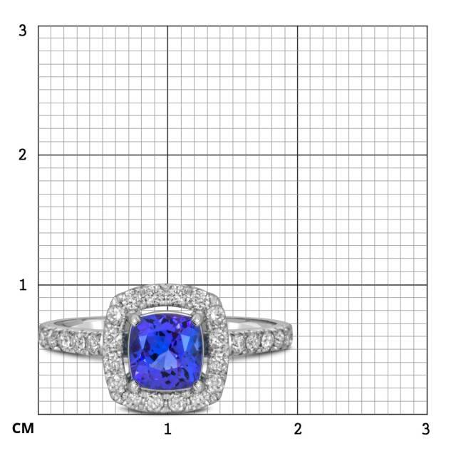 Кольцо из белого золота с бриллиантами и танзанитом (055657)