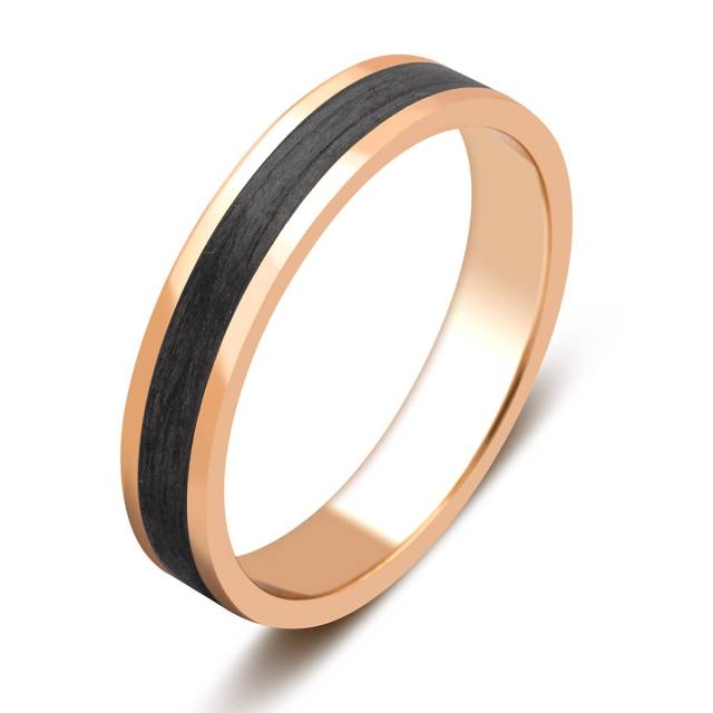 Обручальное кольцо из красного золота с карбоном (026020)
