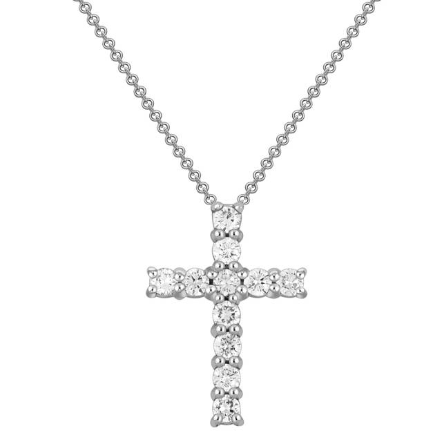 Колье крест из платины с бриллиантами (047309)
