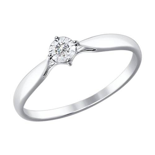 Помолвочное кольцо из белого золота с бриллиантом (027901)