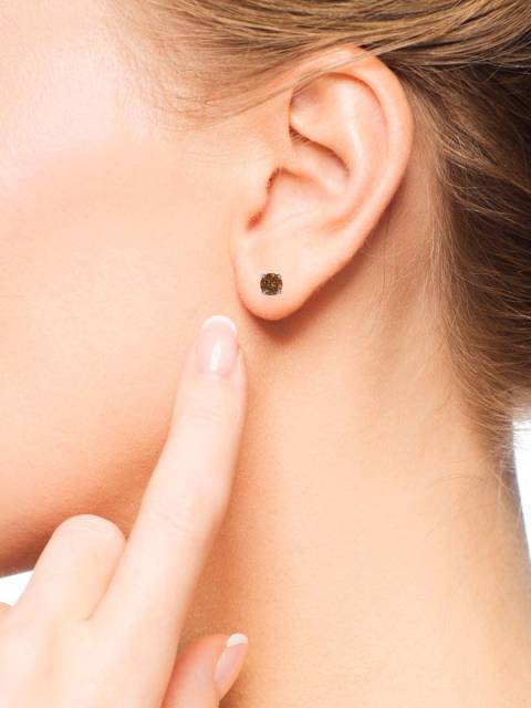 Серьги пустеы из белого золота с коньячными бриллиантами (063576)