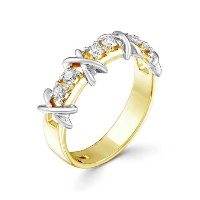 Кольцо из комбинированного золота с бриллиантами (056199)
