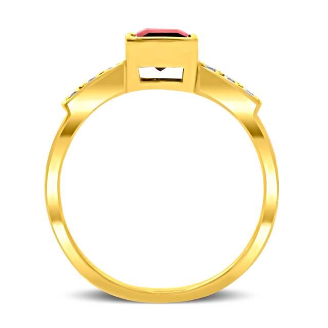 Кольцо из жёлтого золота с бриллиантами и гранатом (019982)