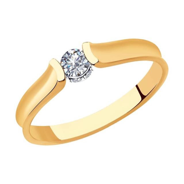 Помолвочное кольцо из красного золота с бриллиантами (042873)