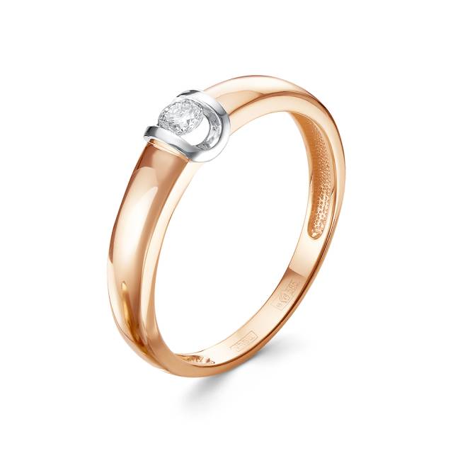 Помолвочное кольцо из комбинированного золота с бриллиантом (043055)