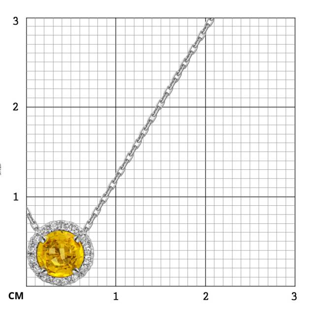 Колье из белого золота с бриллиантами и жёлтым сапфиром (052534)