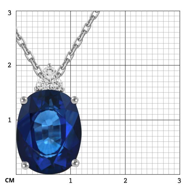 Колье из белого золота с бриллиантами и сапфиром (053290)