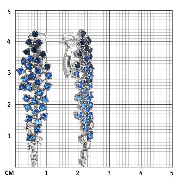 Серьги из белого золота с сапфирами и бриллиантами (003002)