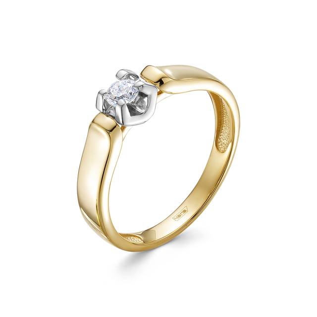 Помолвочное кольцо из комбинированного золота с бриллиантом (053966)
