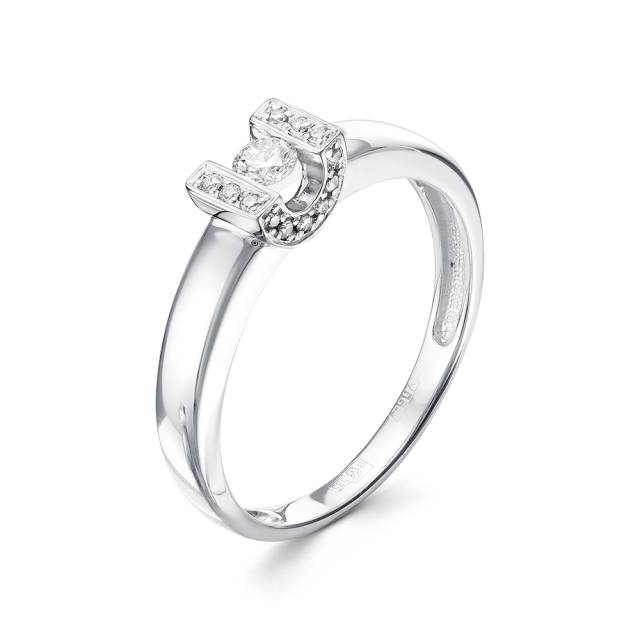 Помолвочное кольцо из белого золота с бриллиантами (043284)