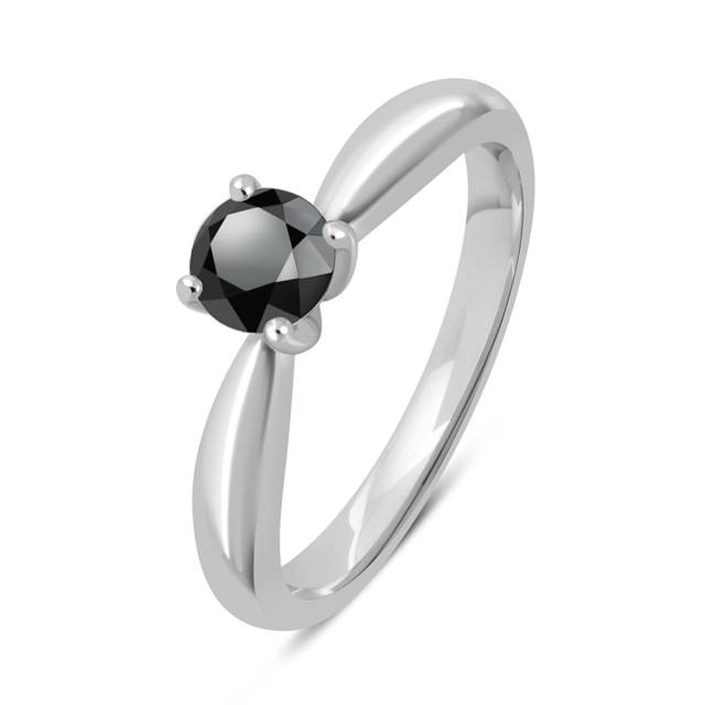 Помолвочное кольцо из белого золота с чёрным бриллиантом (050371)