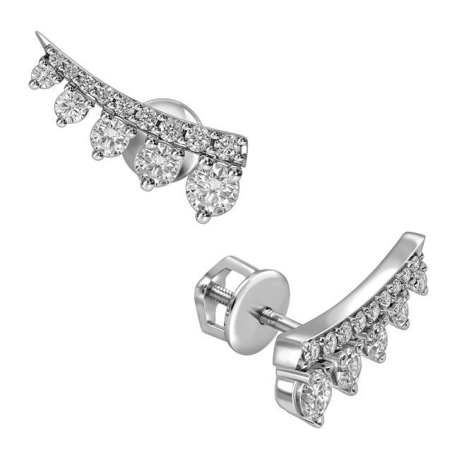 Серьги пусеты из белого золота с бриллиантами (063638)
