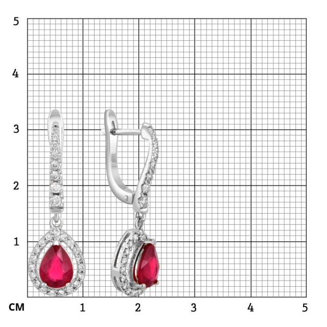 Серьги из белого золота с бриллиантами и рубинами (046089)