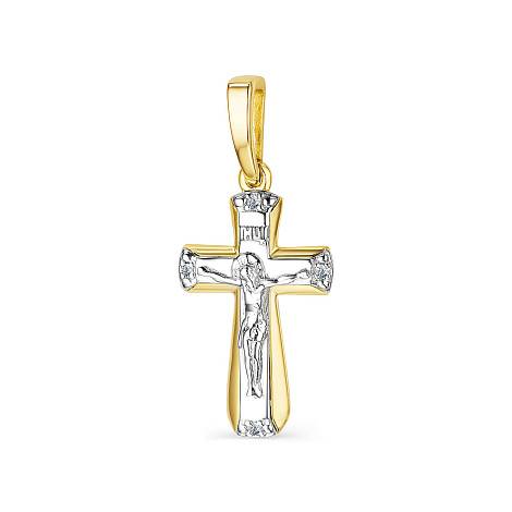 Кулон крест из комбинированного золота с бриллиантами (048751)