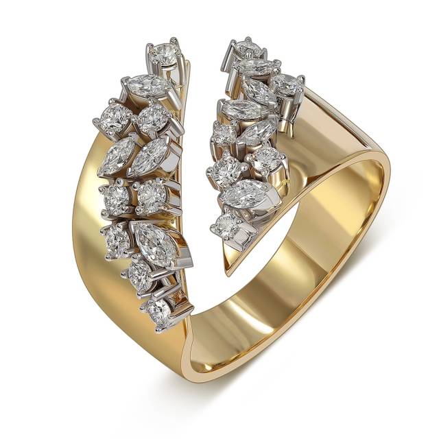 Кольцо из жёлтого золота с бриллиантами (063732)