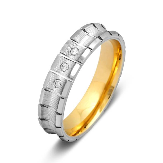Обручальное кольцо из комбинированного золота с бриллиантами Tiamo (014936)