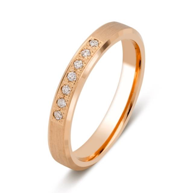 Обручальное кольцо из красного золота с бриллиантами (028740)