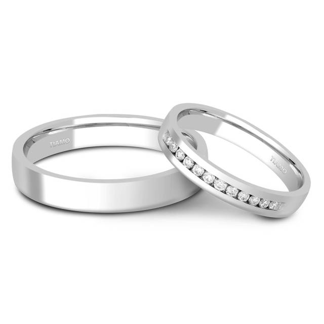 Обручальное кольцо из белого золота  с бриллиантами TIAMO (000086)