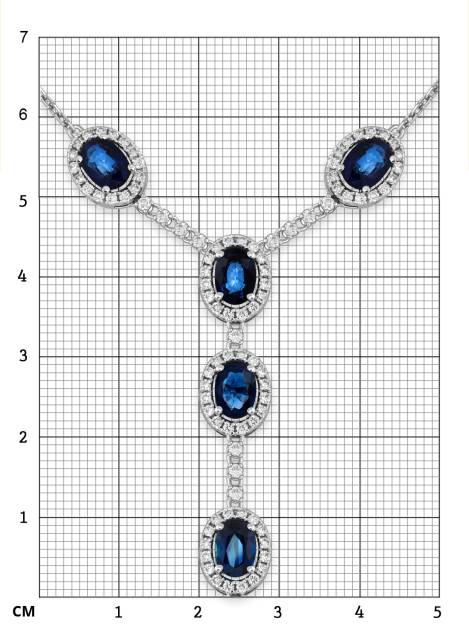 Колье из белого золота с бриллиантами и сапфирами (050780)