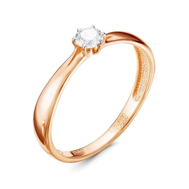Помолвочное кольцо из красного золота с бриллиантом (050000)