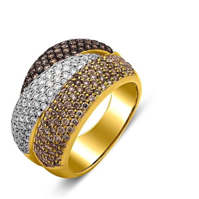 Кольцо из желтого золота с бриллиантами (027137)