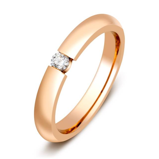 Обручальное кольцо из красного золота с бриллиантом (000437)