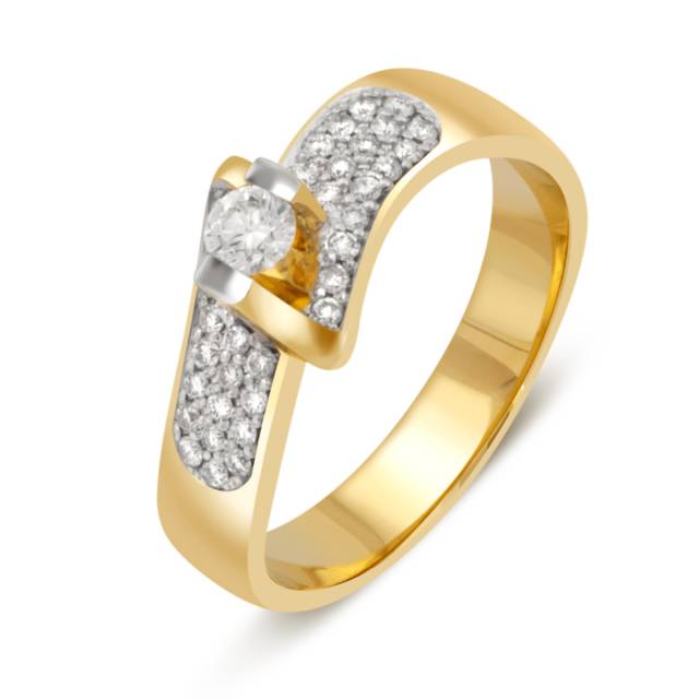 Помолвочное кольцо из жёлтого золота с бриллиантами (025710)