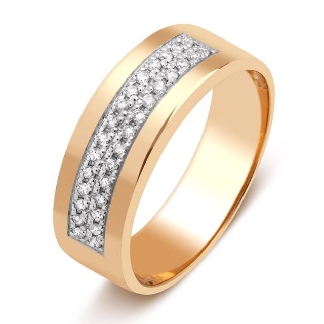 Кольцо из красного золота с бриллиантами (026105)