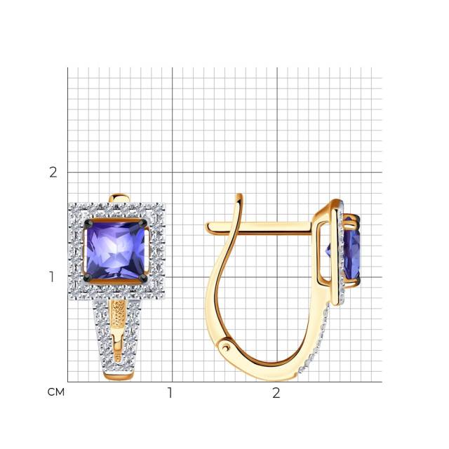 Серьги из комбинированного золота с бриллиантами и танзанитами (045248)