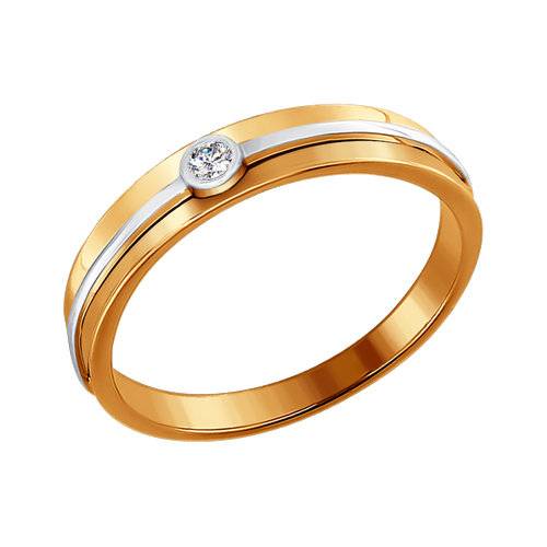 Кольцо из комбинированного золота с бриллиантом (038967)