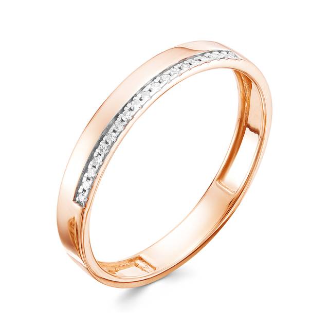 Обручальное кольцо из красного золота с бриллиантами (054037)