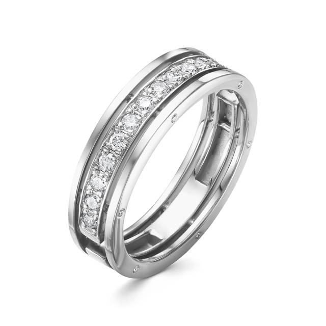 Обручальное кольцо из белого золота с бриллиантами (054197)