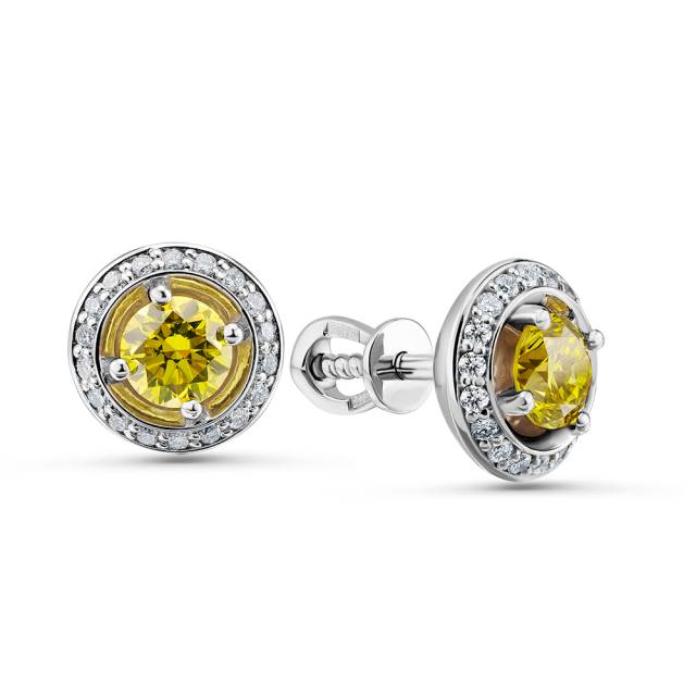 Серьги пусеты из белого золота с бриллиантами (054426)