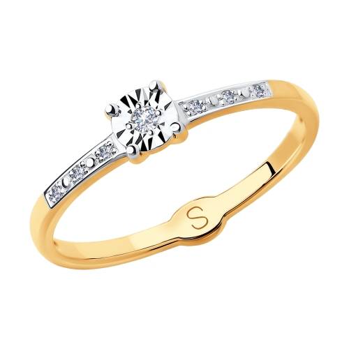 Помолвочное кольцо из комбинированного золота с бриллиантами (036368)