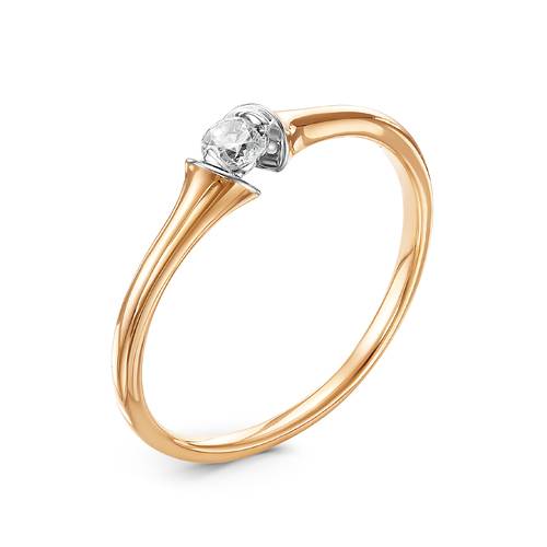 Помолвочное кольцо из красного золота с бриллиантом (043767)