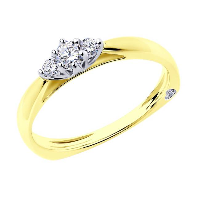 Помолвочное кольцо из жёлтого золота с бриллиантами (048593)
