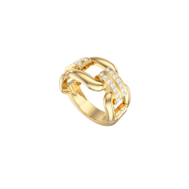 Кольцо из жёлтого золота с фианитами (056006)