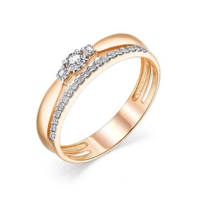 Кольцо из красного золота с бриллиантами (043084)