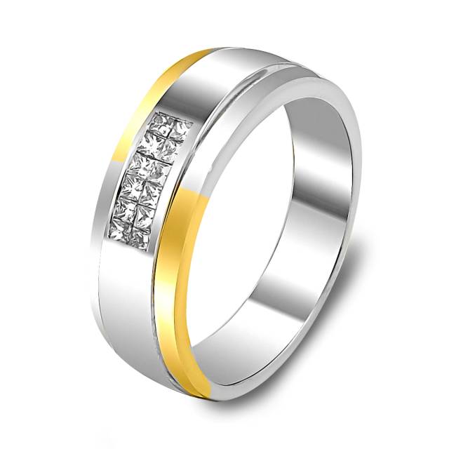 Кольцо из комбинированного золота  с бриллиантами (016724)