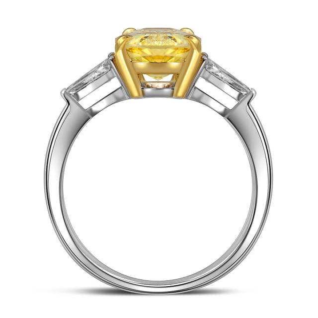 Кольцо из белого золота с жёлтым сапфиром и бриллиантами (063566)