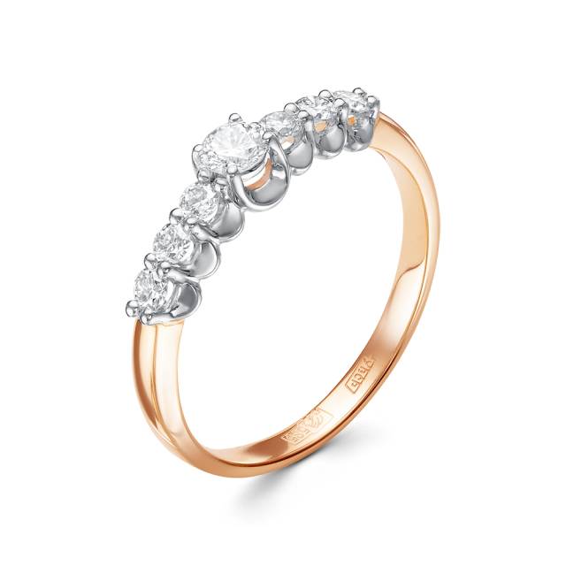 Помолвочное кольцо из комбинированного золота с бриллиантами (043493)