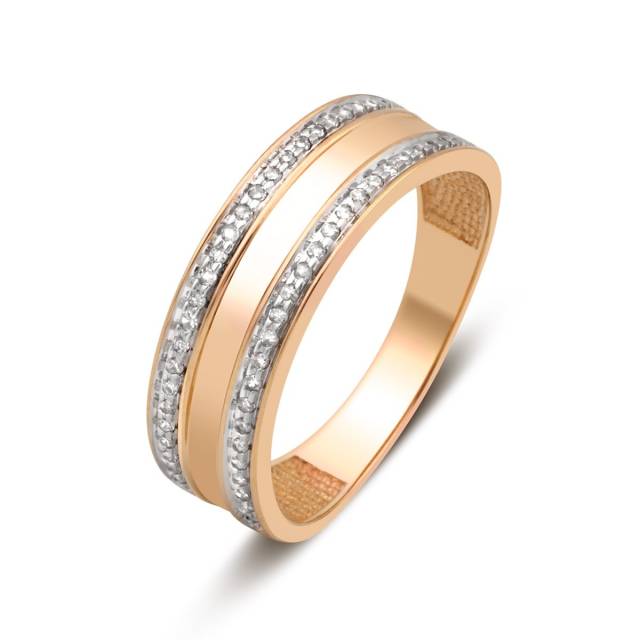 Кольцо из красного золота с бриллиантами (024178)