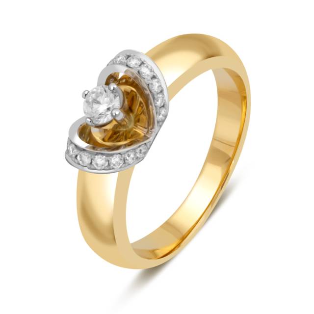 Помолвочное кольцо из комбинированного золота с бриллиантами (030884)