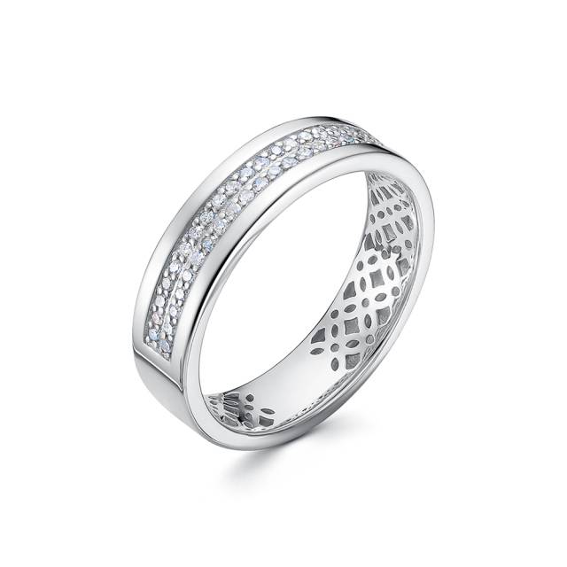 Обручальное кольцо из белого золота с бриллиантами (054195)
