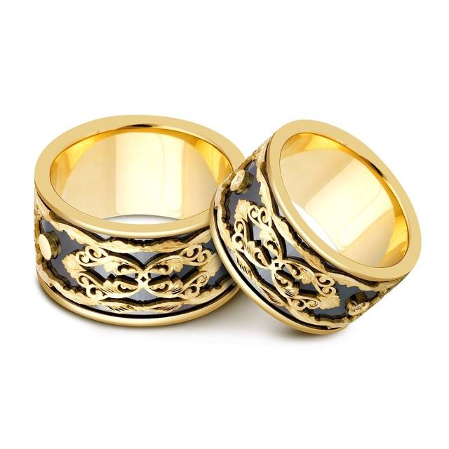 Обручальное кольцо из жёлтого золота с бриллиантами (024460)