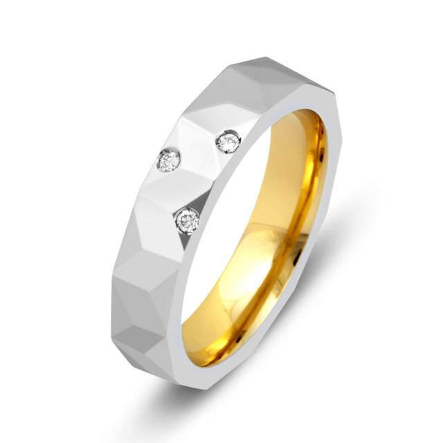 Обручальное кольцо из комбинированного золота с бриллиантами Tiamo (014922)