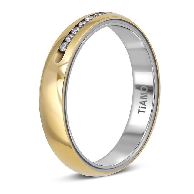 Обручальное кольцо из комбинированного золота с бриллиантами TIAMO (045736)